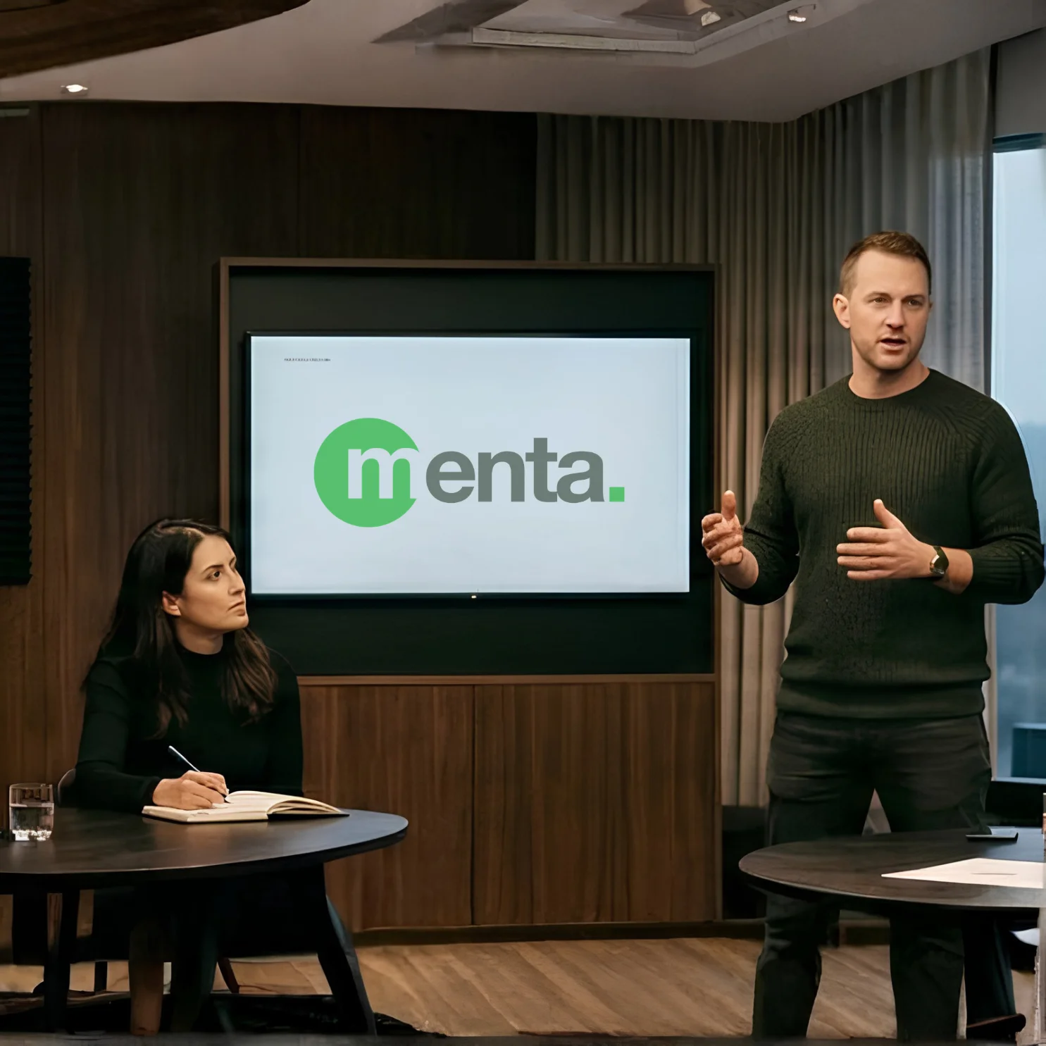 An instructor leading a Menta Academy training session